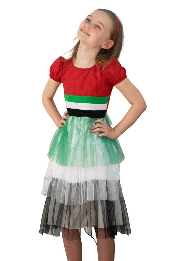 MAD TOYS UAE National Day Tutu Layered Flag Girls Dress Kids Costume Age 3 to 8 Years  - Image 3