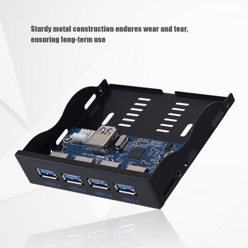 لوحة أمامية لتوسيع محرك الأقراص المرنة 4 منافذ USB 3.0 لتحويل مساحة محرك الأقراص المرنة 3.5 بوصة - لوحة أمامية معدنية تعمل بالتوصيل والتشغيل للشحن السريع ونقل البيانات بسرعة عالية - Image 2