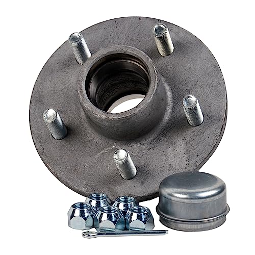 CE Smith - Galvanized Trailer Hub Kit - Tapered Spindle, 5" x 4.5" Stud - Includes Lug Nuts and Cotter Pin - Silver - Image 5