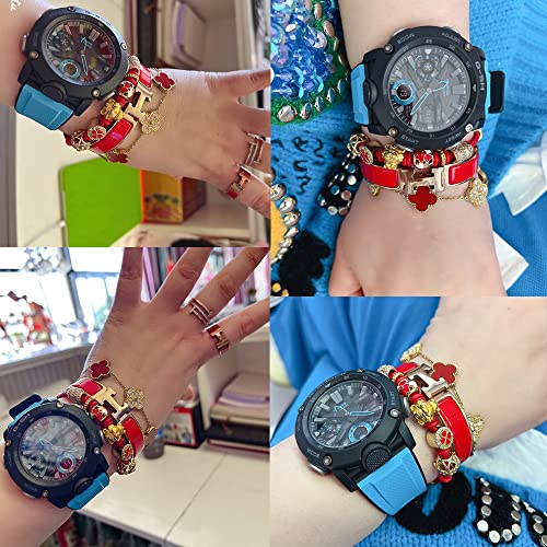 MCXGL Resin Strap Suitable for Caiso G-Shock GA-2000 PRG-600 650 PRW-6600 Mens Rubber Sports Waterproof 24mm Bracelet Watch Band Accessories(A-black) - Image 5