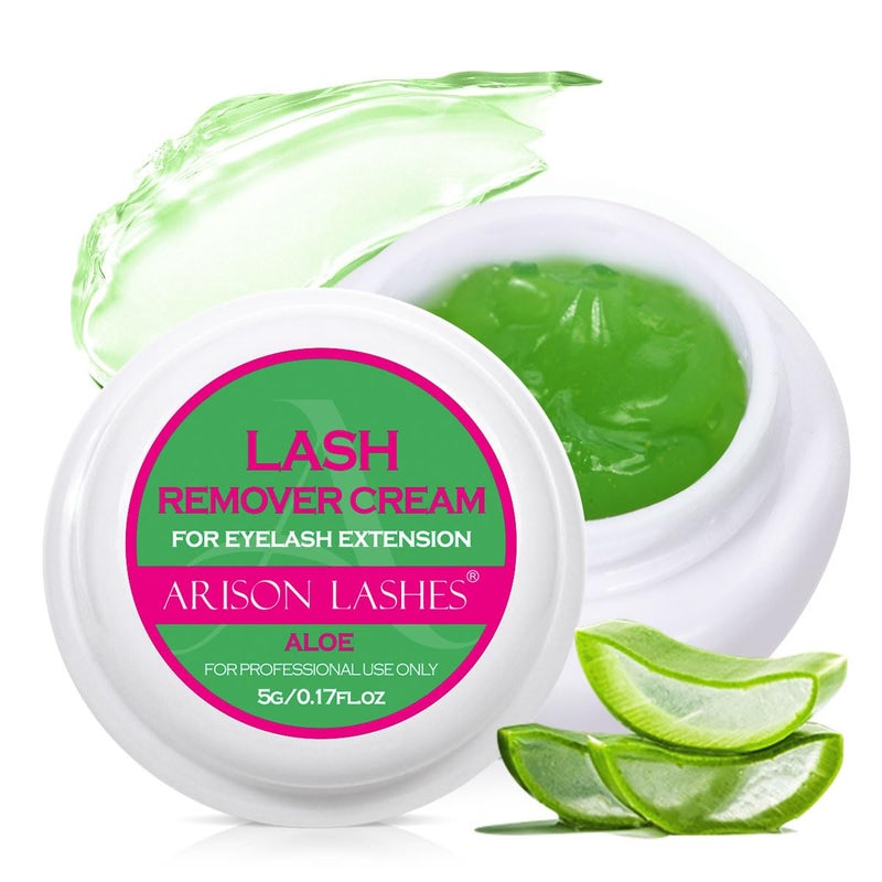 ARISON LASHES ARISON LASHES Lash Remover For Eyelash Extension Cream Remover Low Irritation Cream Remover for Sensitive Skin Fast Dissolution Professional Eyelash Extensions Salon Use(Aloe) 
