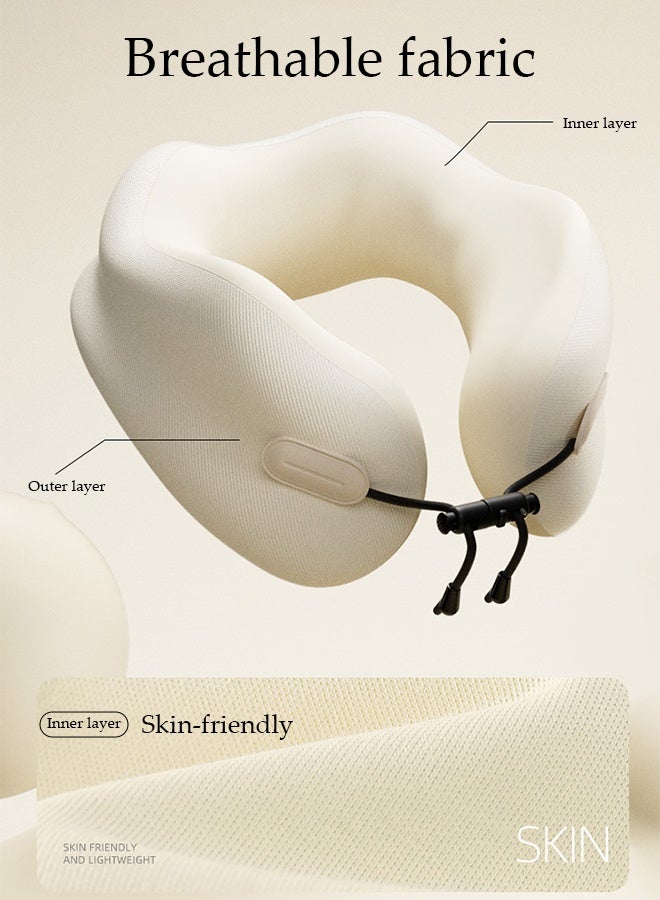 DUNISO Travel Pillow for Airplane Memory Foam Neck Pillow Neck with Storage Carry Bag， Support to Relieve Neck Tension Lightweight Compact Breathable Flight Pillow Comfortable U-shaped Pillow for Airplane Car Office Home Travel Camping - Image 3
