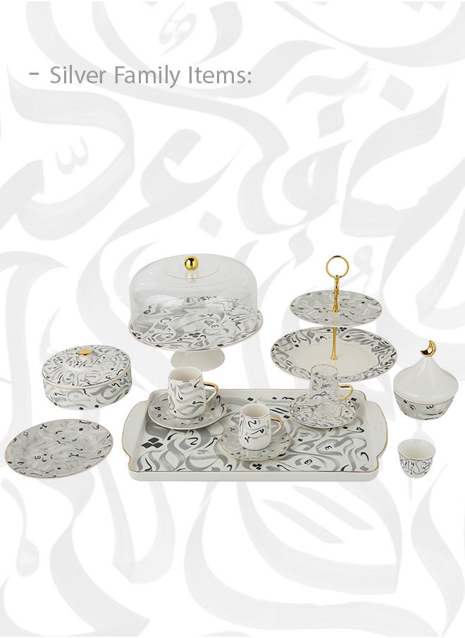 Trust - 12-Piece Porcelain & Glass Tea Set 180ML Silver; Set for 6 People - Image 1