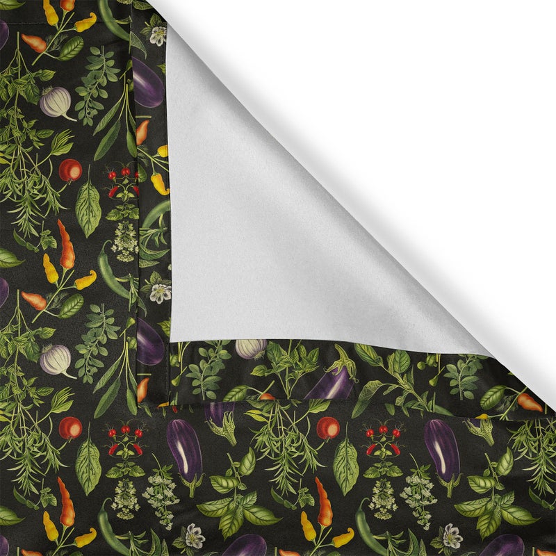Ambesonne Vegetables Valance & Tier Curtain 3 pcs Set  Eat Your Veggies Paint Print with Eggplant Garlic Mint and Tomato  Window Treatments for Kitchen Room Decor  55"" x 36""  Orange Fern Green Black - Image 3