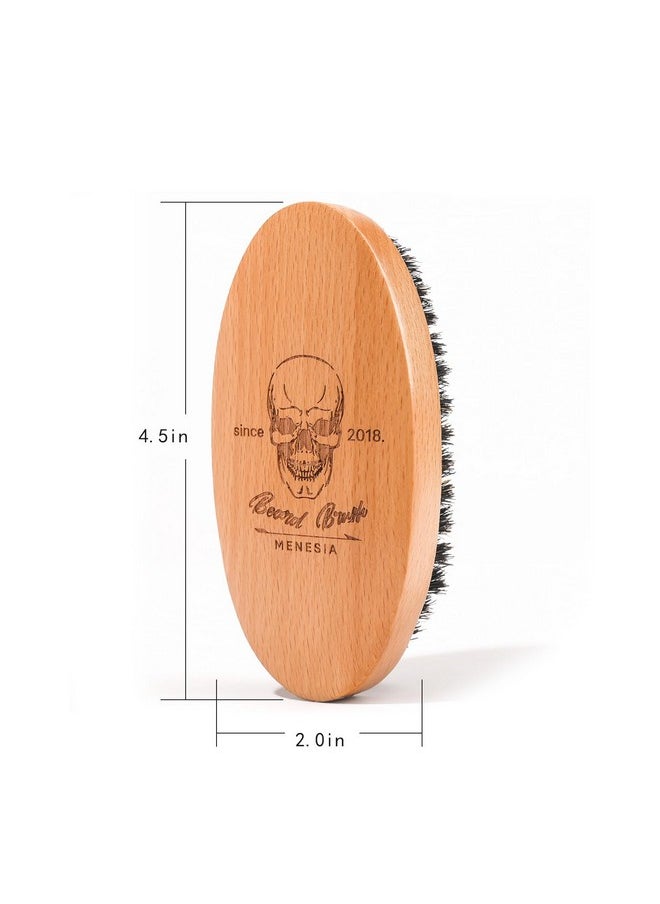 menesia Menesia Boar Bristle Hair Beard Brush for Men, Small Soft Beard Brush, Pocket Travel Men's Wooden Mustache Brush (Skull)  - Image 4