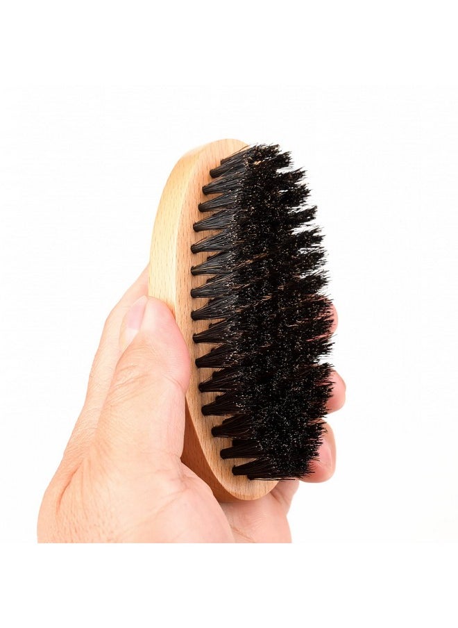 menesia Menesia Boar Bristle Hair Beard Brush for Men, Small Soft Beard Brush, Pocket Travel Men's Wooden Mustache Brush (Skull)  - Image 3