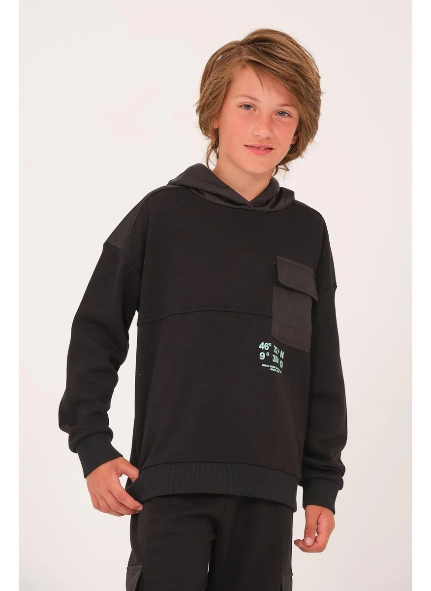 Jazziee Unisex Kids Hooded Sweatshirt - Black