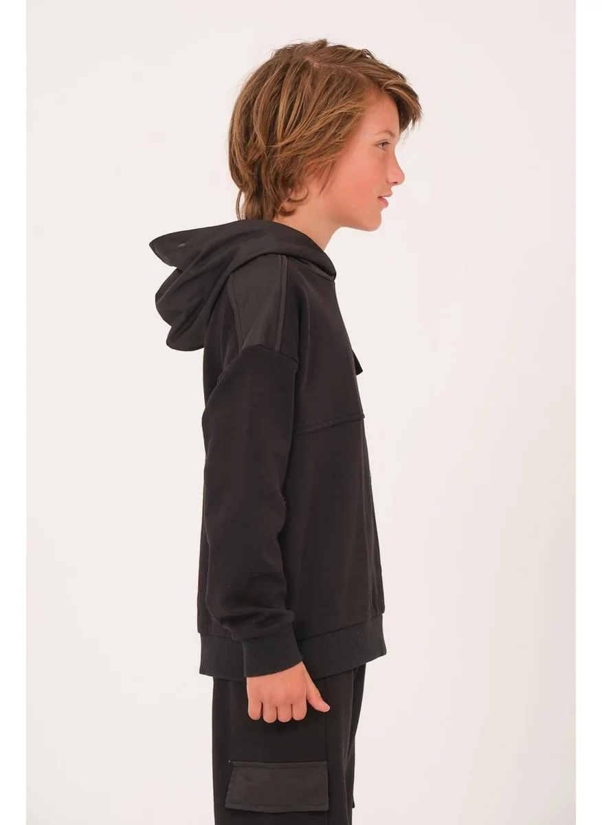 Jazziee Unisex Kids Hooded Sweatshirt - Black