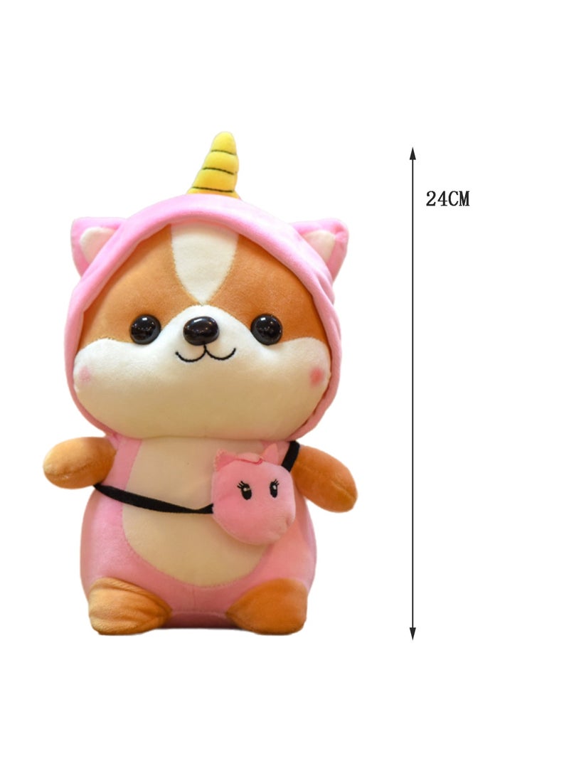 25 CM Cute Cartoon Shiba Inu Plush Toy Soft Stuffed Doll For Girls And Boys All Ages Gift （Unicorn Dress Up Pink） - Image 2