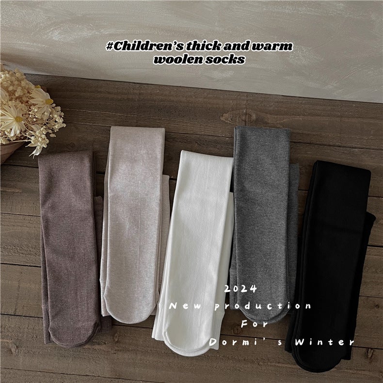 5518 Winter New Children'S Leggings Baby Solid Color Velvet Pants Girls Sanding Pantyhose - Image 4