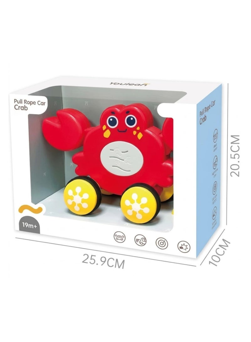 Twisoo Crab Baby Pull Along Toy with LED Lights & Music, Toddler Activity Plaything for 19 Months+ - Image 1