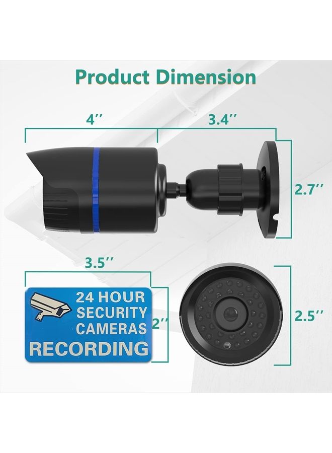 WALI Dummy Fake Simulated Surveillance Security CCTV Dome Camera Indoor Outdoor with One LED Light, Warning Security Alert Sticker Decal (TC-B4), 4 Packs, Black - Image 2
