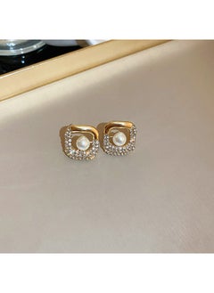 Elegant Pearl Letter Butterfly Knot Stud Earrings 5# Silver Needle-gold style Five