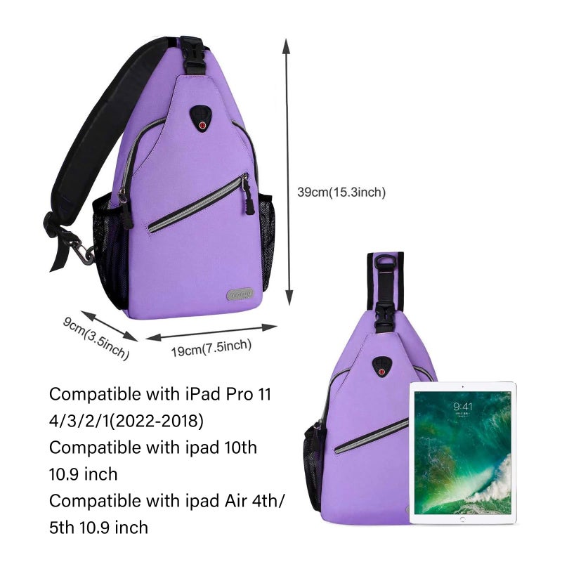 MOSISO Sling Backpack, Multipurpose Crossbody Shoulder Bag Travel Hiking Daypack, Light Purple, Medium - Image 4