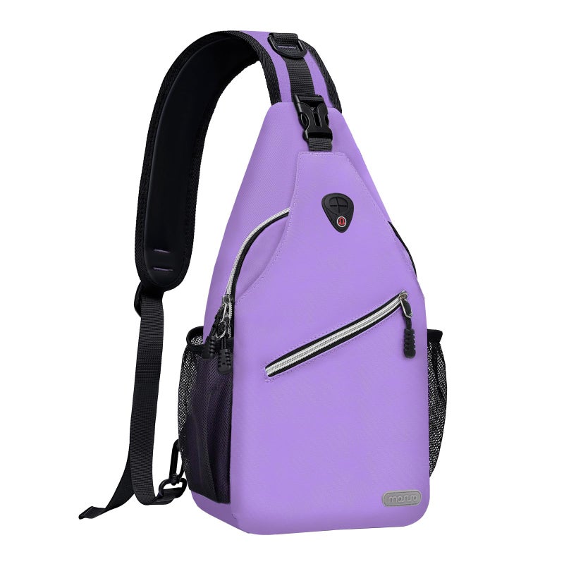 MOSISO Sling Backpack, Multipurpose Crossbody Shoulder Bag Travel Hiking Daypack, Light Purple, Medium - Image 1