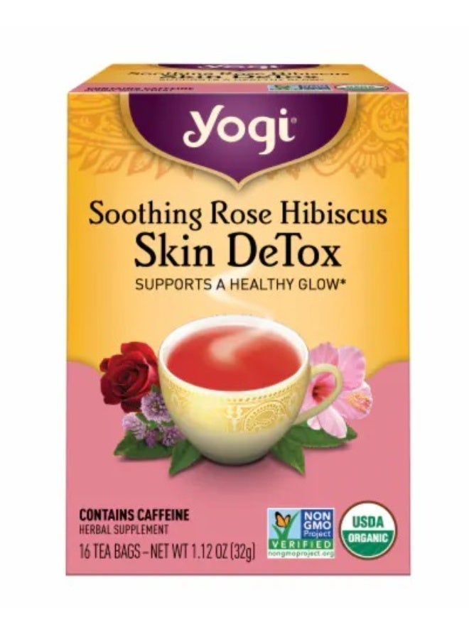 Yogi Soothing Rose Hibiscus Skin Detox, Herbal Supplement - 16 Tea Bags, 32g - Image 1