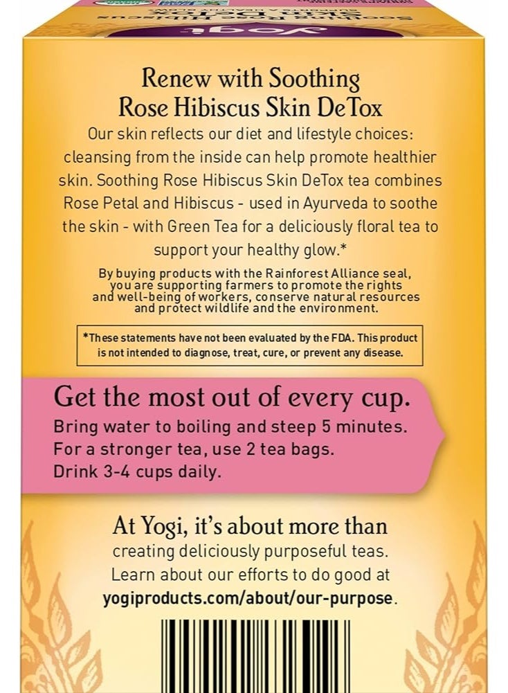 Yogi Soothing Rose Hibiscus Skin Detox, Herbal Supplement - 16 Tea Bags, 32g - Image 3