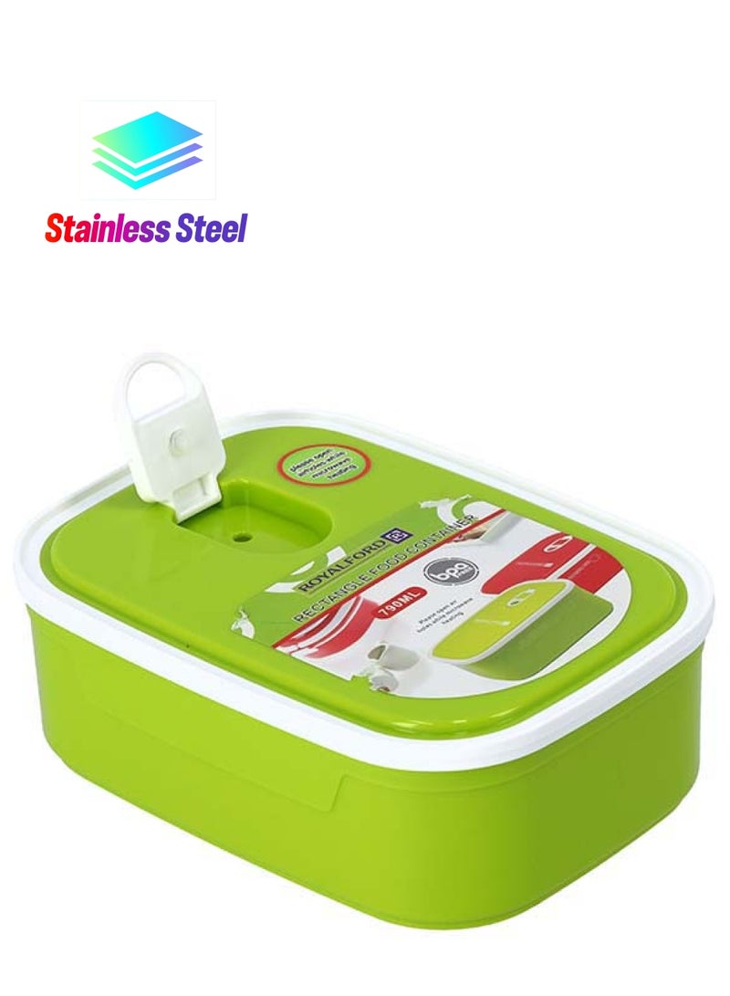 Royalford Rectangular Food Container Green 790ml - Image 1