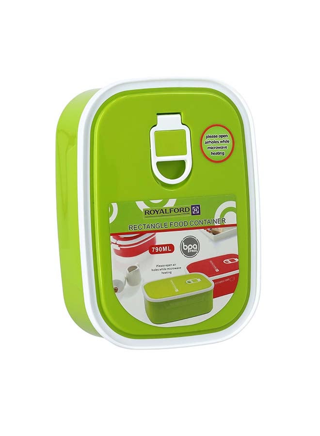 Royalford Rectangular Food Container Green 790ml - Image 2