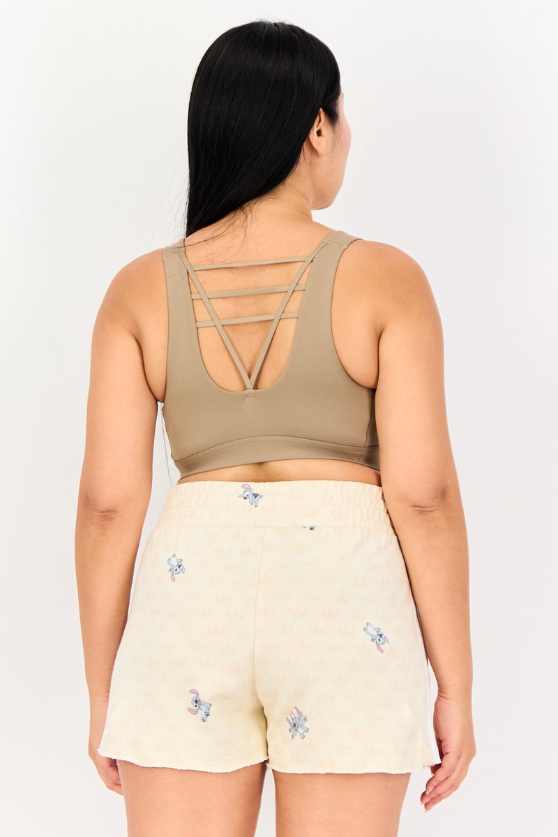 Adidas Women Solid Padded Sports Bra, Tan - Image 3