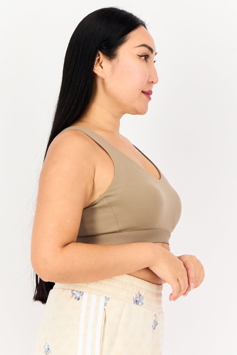 Adidas Women Solid Padded Sports Bra, Tan - Image 2