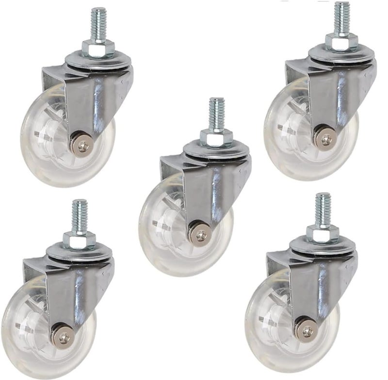 Portible Swivel Casters M8x15mm Threaded Rod Heavy Duty Industrial Casters Noiseless PU Wheels for Trolley Workbench Furniture and Equipment 360 Rotation for Smooth Mobility - Image 1