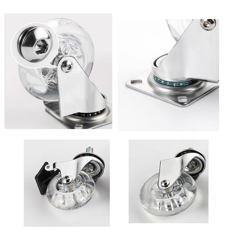 Portible Swivel Casters M8x15mm Threaded Rod Heavy Duty Industrial Casters Noiseless PU Wheels for Trolley Workbench Furniture and Equipment 360 Rotation for Smooth Mobility - Image 5