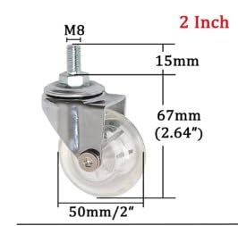 Portible Swivel Casters M8x15mm Threaded Rod Heavy Duty Industrial Casters Noiseless PU Wheels for Trolley Workbench Furniture and Equipment 360 Rotation for Smooth Mobility - Image 2