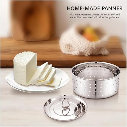 Expresso Paneer Maker Steel - Paneer Maker Mould Press with Round Strainer | Stainless Steel Paneer and Tofu Making Machine | Fresh Paneer/Tofu/Sprout Press Mould for Kitchen Use (350 ML) - Image 3