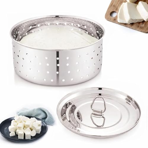 Expresso Paneer Maker Steel - Paneer Maker Mould Press with Round Strainer | Stainless Steel Paneer and Tofu Making Machine | Fresh Paneer/Tofu/Sprout Press Mould for Kitchen Use (350 ML) - Image 5