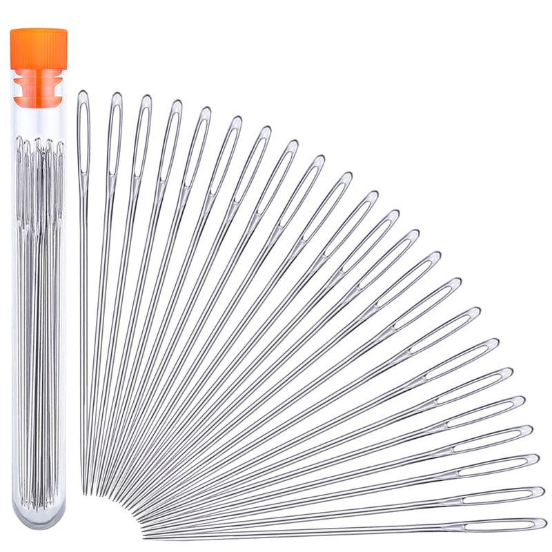 JNENERY Hand Sewing Needles  2.56-Inch Large Eye Sewing Sharp Needles  Leather Needle Embroidery Thread Needle For Crafts  Repair Stitching With A Bottle(23 Pcs) - Image 1