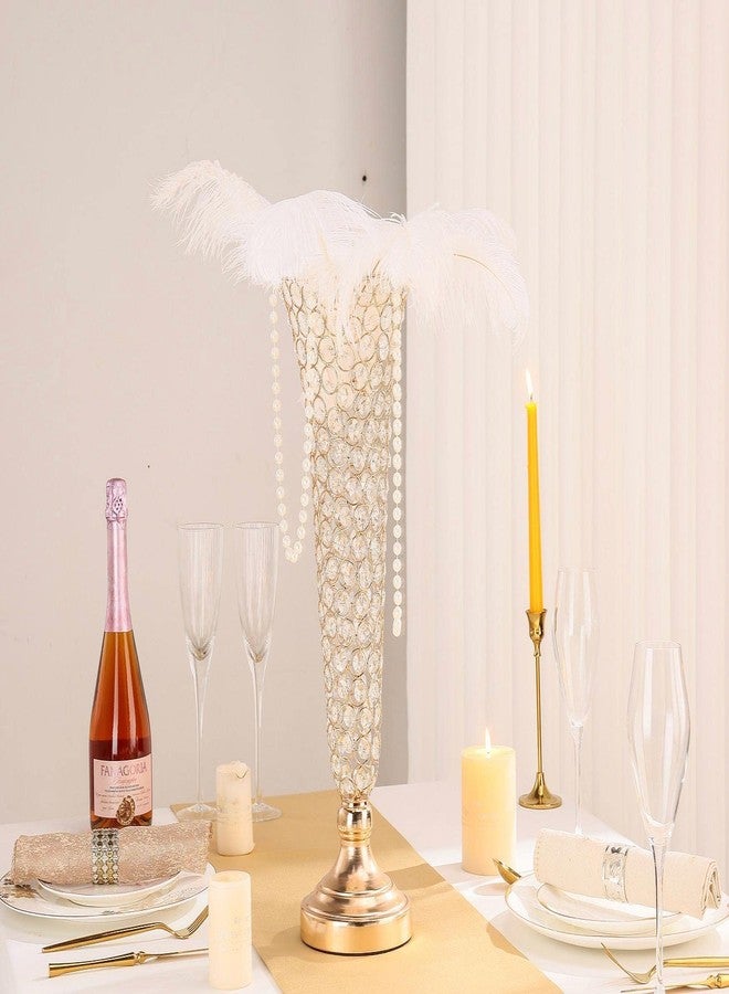 Lovecat Gold Crystal Trumpet Floral Vase Table Centerpieces for Wedding, 20" Metal Crystal Vases, Flower Vases for Party Dinner Event Anniversary Ceremony Birthday Wedding Home Decoration - Image 2