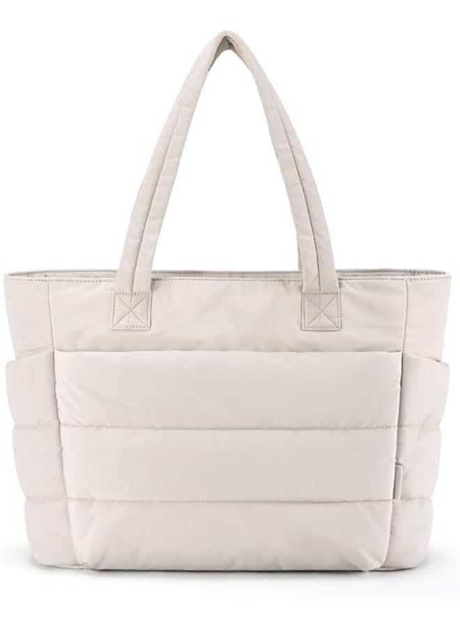 RATSAW Tote Bag for Women, Lightweight Puffy Tote Bag with Compartments, Quilted Shoulder Bag Handbag for Travel, Work  - Image 1