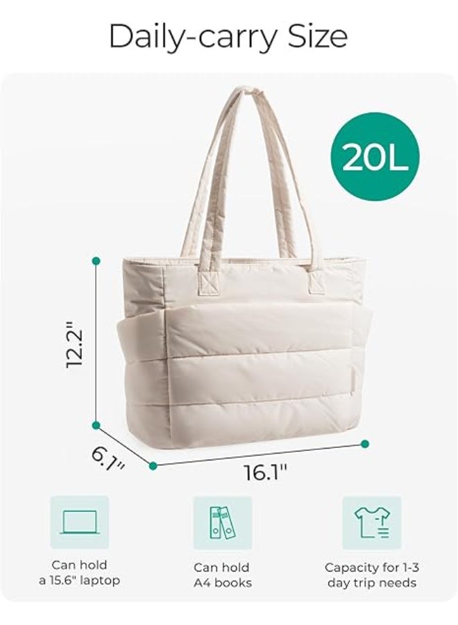 RATSAW Tote Bag for Women, Lightweight Puffy Tote Bag with Compartments, Quilted Shoulder Bag Handbag for Travel, Work  - Image 3