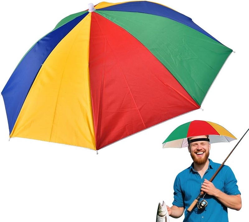 قبعة مظلة بألوان قوس قزح قابلة للطي وقابلة للتعديل مع حماية من الأشعة فوق البنفسجية للأنشطة الخارجية - Image 1