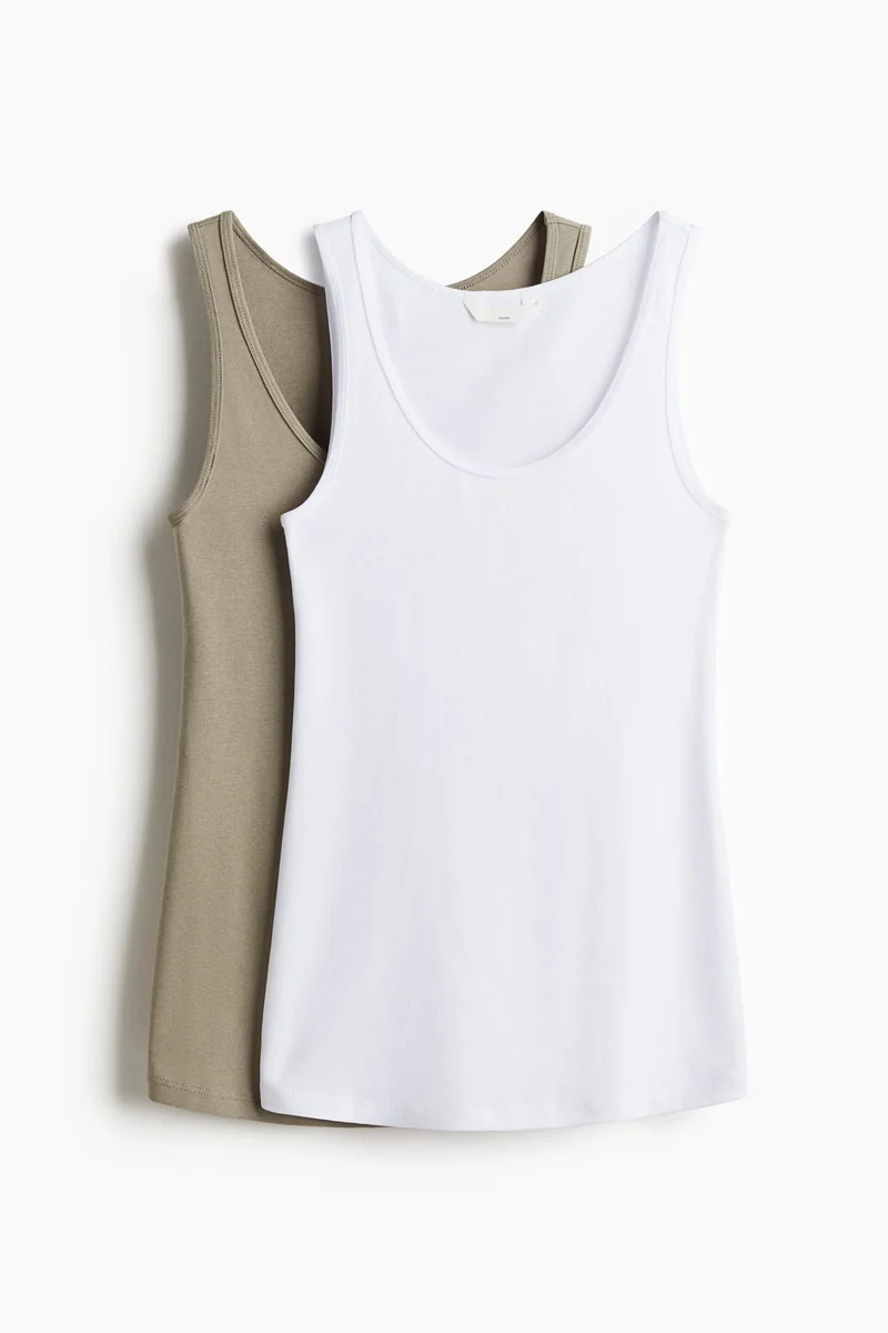 H&M MAMA 2-pack cotton vest tops