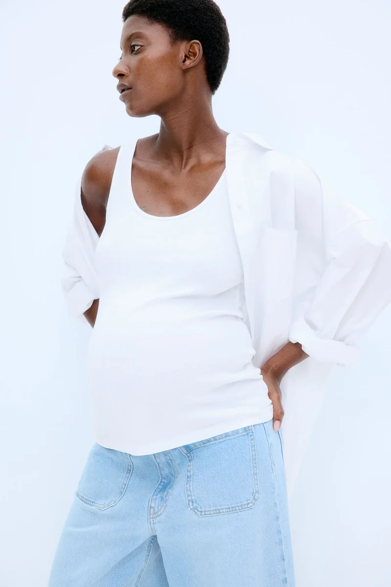 H&M MAMA 2-pack cotton vest tops