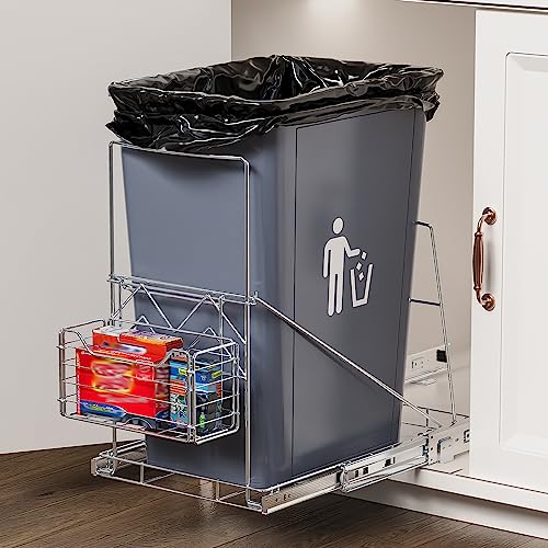 Beinline LIONONLY Pull Out Trash Can Rack Under Cabinet, Under Sink Trash Can for 7-11 Gallon Trash Bin, Under Cabinet Trash Garbage Pull Out Kit w/Garbage Bag Holder(Not Include Can) - Image 1