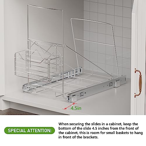 Beinline LIONONLY Pull Out Trash Can Rack Under Cabinet, Under Sink Trash Can for 7-11 Gallon Trash Bin, Under Cabinet Trash Garbage Pull Out Kit w/Garbage Bag Holder(Not Include Can) - Image 4