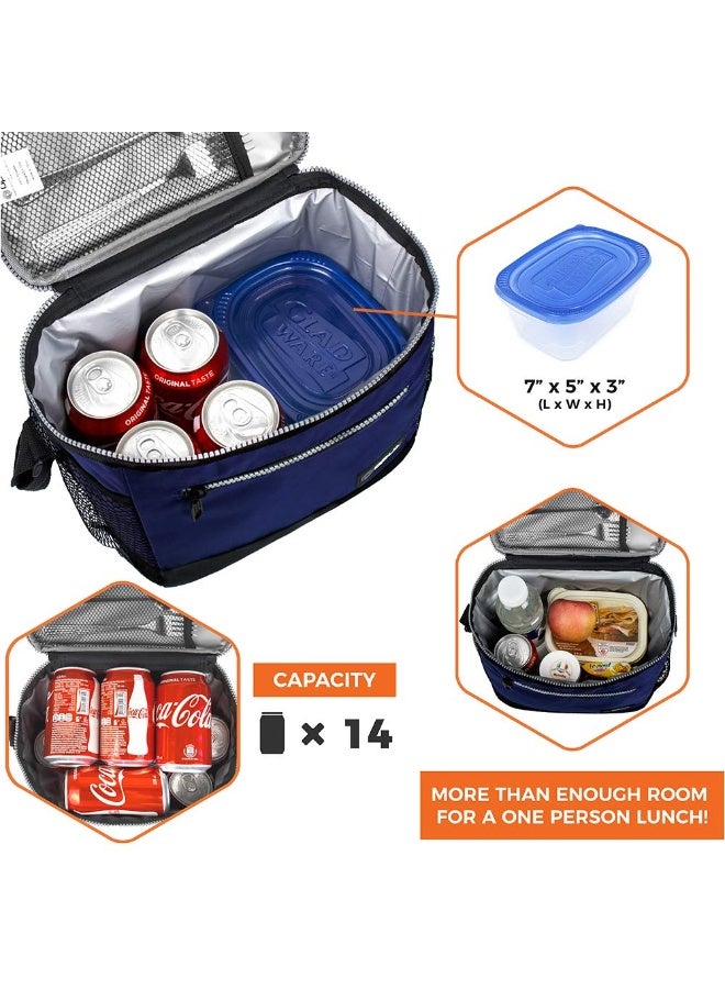 opux Insulated Lunch Box Men Women, Lunch Bag for Work School, Leakproof Soft Cooler Tote Adult, Large Lunch Pail Kids Boys Girls, Picnic Beach Food Bag with Shoulder Strap, Navy - Image 4