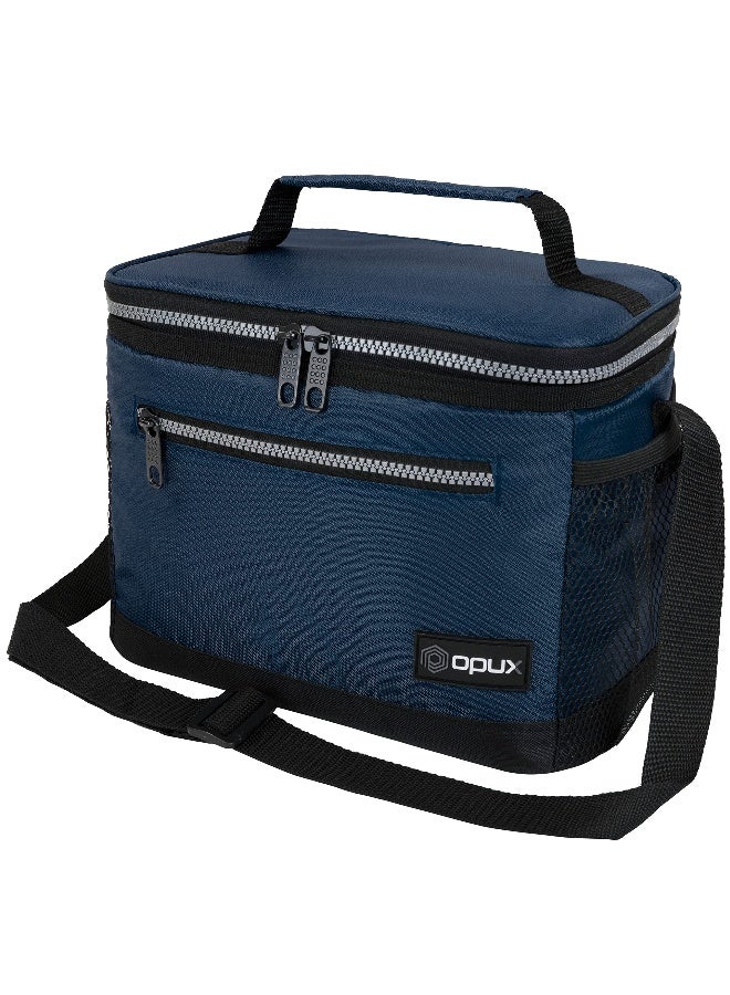 opux Insulated Lunch Box Men Women, Lunch Bag for Work School, Leakproof Soft Cooler Tote Adult, Large Lunch Pail Kids Boys Girls, Picnic Beach Food Bag with Shoulder Strap, Navy - Image 1