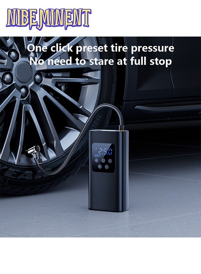 NIBEMINENT Mini Wireless Tire Inflator | Portable Digital Display Air Compressor with Rechargeable Battery And LED Light, Suitable for Cars, Motorcycles, Bicycles, And Balls | Ideal for Outdoor Enthusiasts And Sports Lovers, USB Charging, Durable Design - Image 3