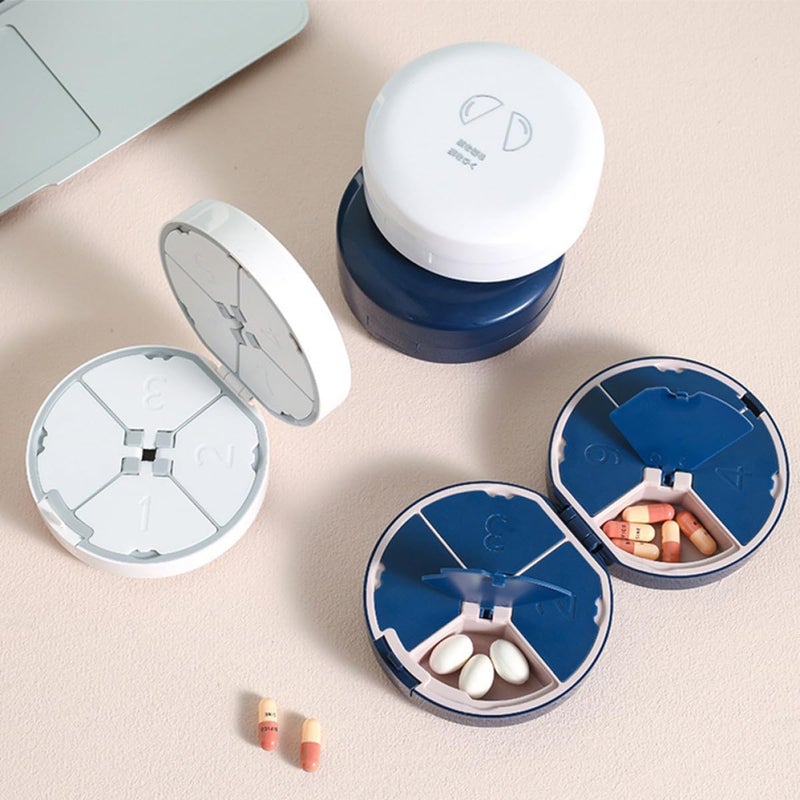 Ipetboom Double Layer Pill Organizer Box with Cutter, Sealed Dustproof Medicine Storage Case, Portable Weekly Travel Organizer for Daily Vitamins and Medication (White) - Image 4