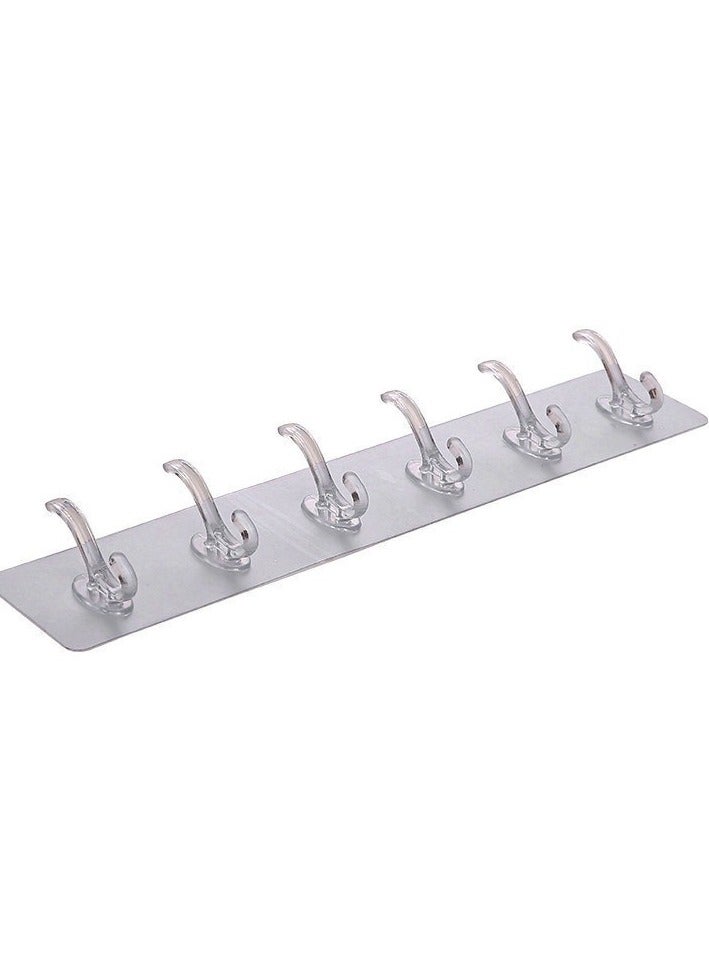5 Pack Waterproof and Oil Proof Heavy Duty Self Adhesive Sticker Hooks Transparent Wall Hooks 30 Hooks - Image 1