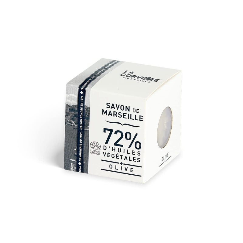 La Corvette Marseille soap cube OLIVE boxed ECOCERT 100g
