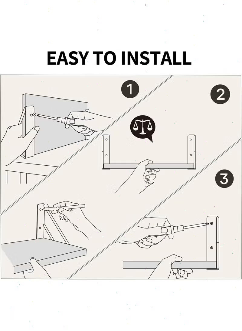 Pomefar 4PCS Wall Mounted Floating Shelves , Strong Wooden Rack Display Shelf,  Space-Saving Storage Organizer for Home Living Room & Bedroom (Brown) - Image 3