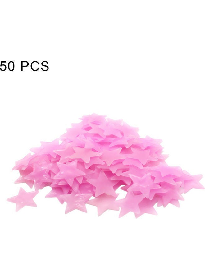 نيبمينينت ملصقات جدارية مضيئة ثلاثية الأبعاد من بلاستيك بي في سي بتصميم نجوم 50 قطعة وردي