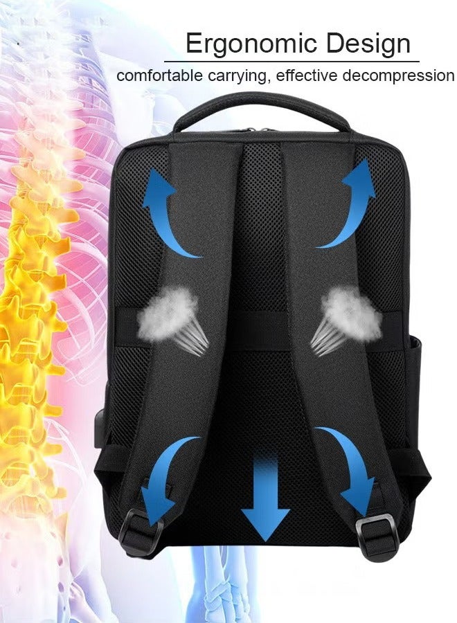 Canway Oxford Backpack Men's 15.6-inch Large Capacity Outdoor Travel Laptop Backpack Leisure Business Commuting Bag Waterproof Laptop Computer Bag for Daily Use Student Travel with USB Charge Port - Image 4