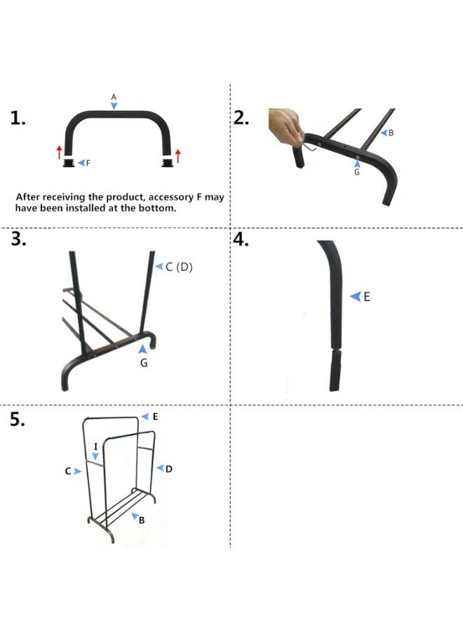 NAMA Double-layer metal clothes rack with a shelf for storing shoes and boxes – strong rust-resistant steel frame – side hooks – modern design for bedrooms and shops – can hold up to 45 kg and easy to assemble - Image 3