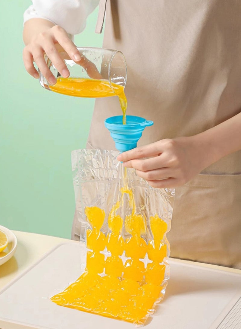100 Bags Disposable Ice Cube Bags,Stackable Easy Release Ice Cube Mold Trays, Self-Seal Freezing Maker, Transparent with 1 funnels  - Image 2